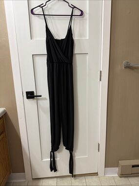 Women's Black Tie-Hem Jumpsuit